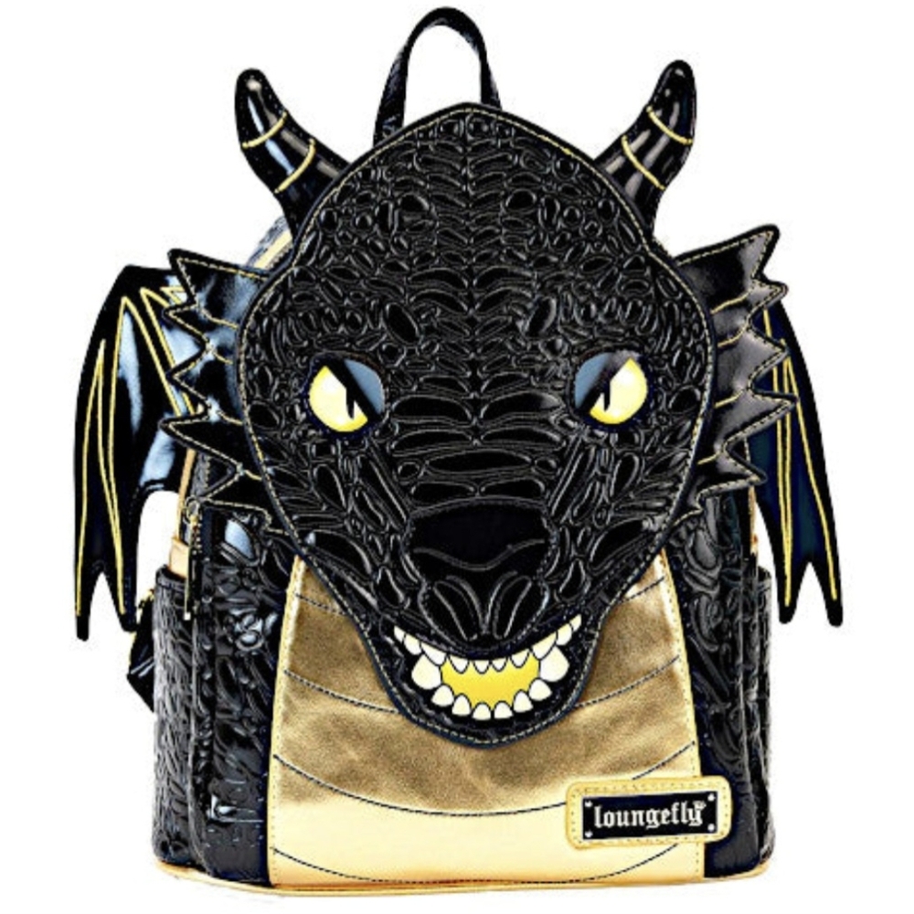Loungefly Fourth Wing Black Gold Dragon Mini Backpack